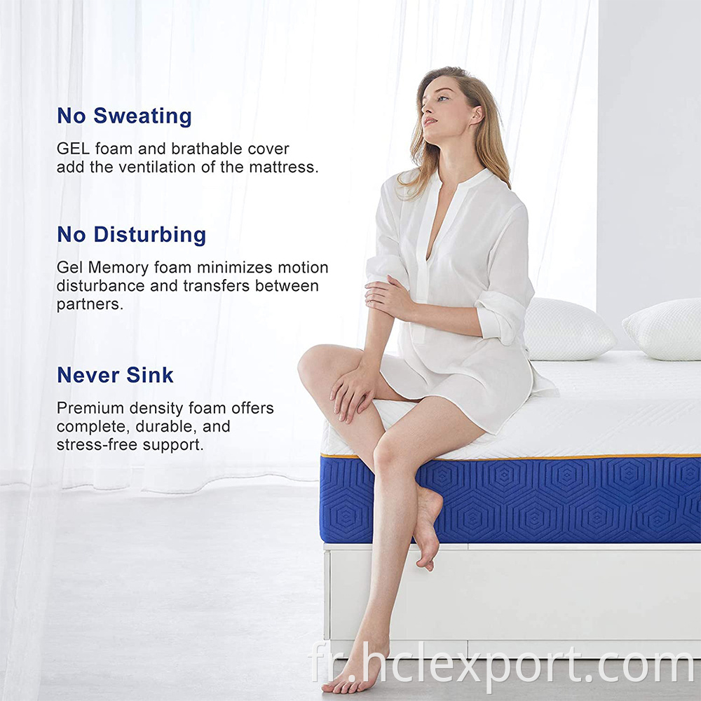 Sleep Well Gel Memory Rebound Mattress Topper Quality Royal Swirl Luxury Luxury High densité Matelas